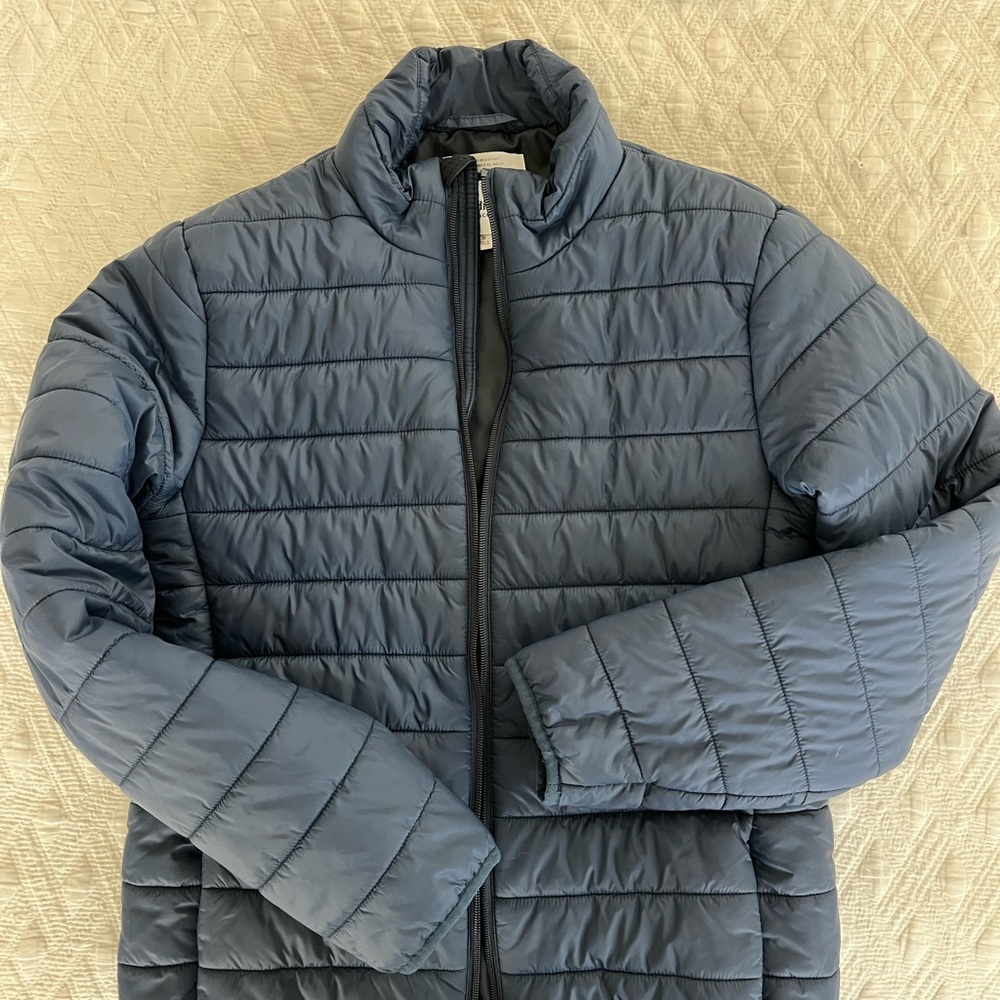 Goodfellow & Co Blue Quilted Puffer Jacket with Stand-Up Collar